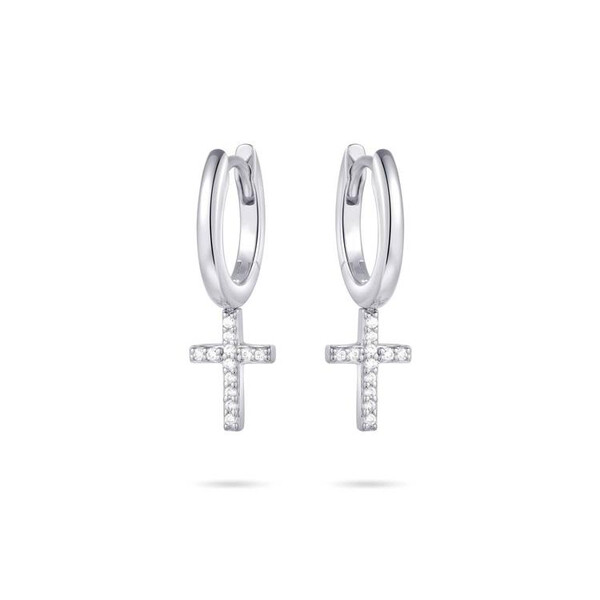 Gisser Creolen mit baumelndem Kreuz in Silber mit...