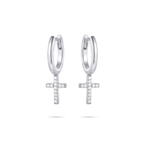 Gisser Creolen mit baumelndem Kreuz in Silber mit...