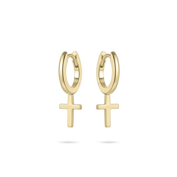 Gisser Creolen mit baumelndem Kreuz in Gold KC1027Y
