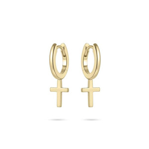 Gisser Creolen mit baumelndem Kreuz in Gold KC1027Y