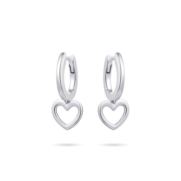 Gisser Creolen in Silber mit hohlen baumelnden Herzen KC1022