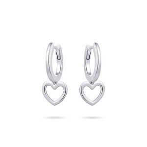 Gisser Creolen in Silber mit hohlen baumelnden Herzen KC1022