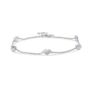 Damenarmband in Silber mit f�nf Herzen B1025