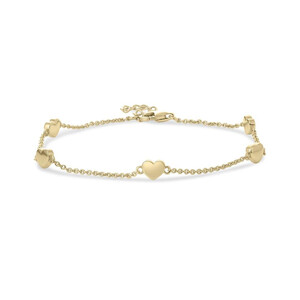 Damenarmband in Gold mit f�nf Herzen B1025Y