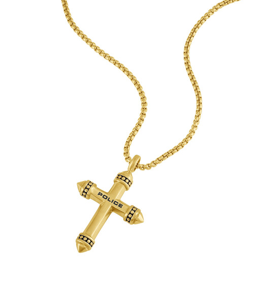 Police Crossrange Herrenkette in Gold mit Kreuz-Anh�nger...