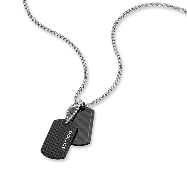 Police Duet Herrenkette in Silber/Schwarz mit...