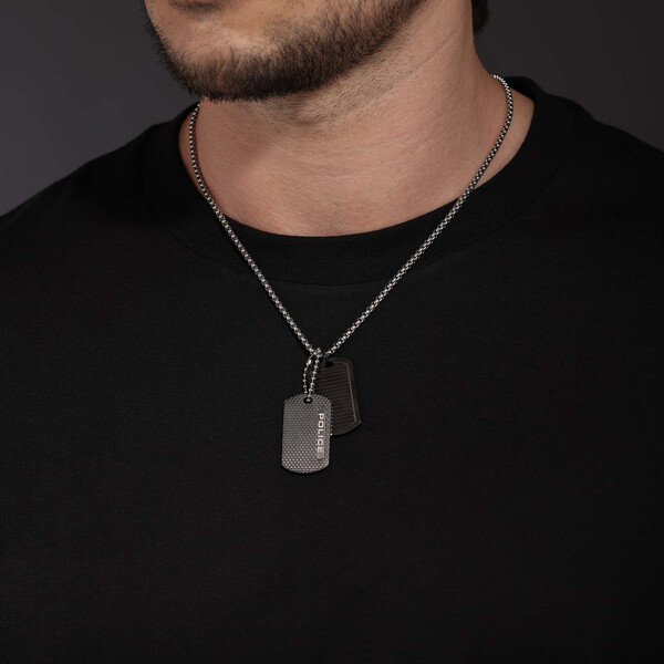 Police Duet Herrenkette in Silber/Schwarz mit...