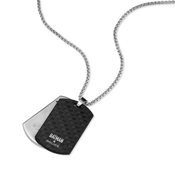 Police Bat-Shield Herrenkette in Silber/Schwarz mit...