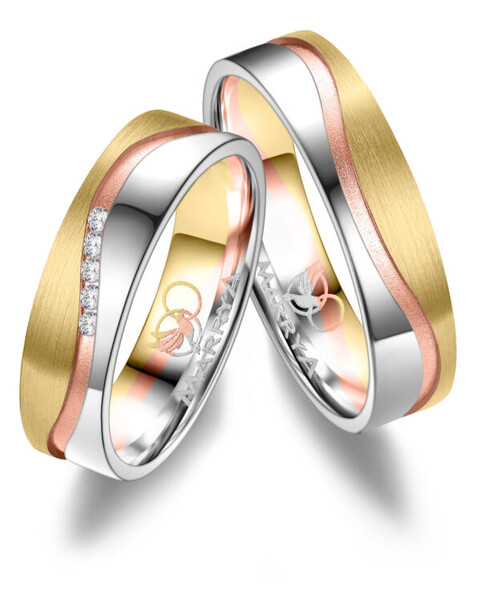 Paarpreis Trauringe anpassbar Gold/Zirkonia/Diamant