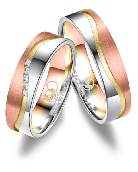 Paarpreis Trauringe anpassbar Gold/Zirkonia/Diamant