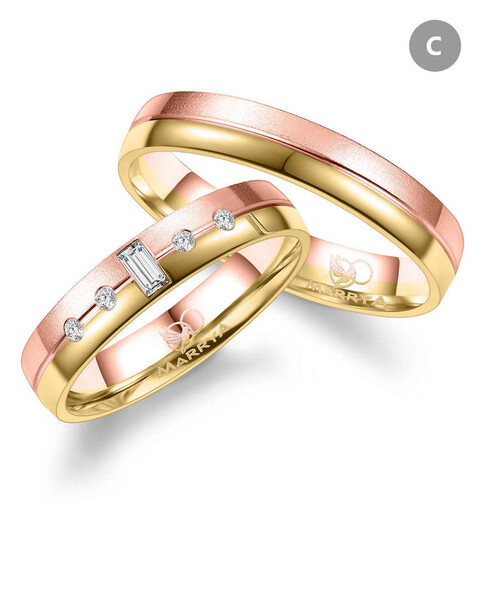 Paarpreis Trauringe anpassbar Gold/Zirkonia/Diamant GO-548 (Marrya)