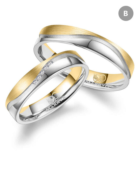 Paarpreis Trauringe anpassbar Gold/Zirkonia/Diamant GO-547 (Marrya)