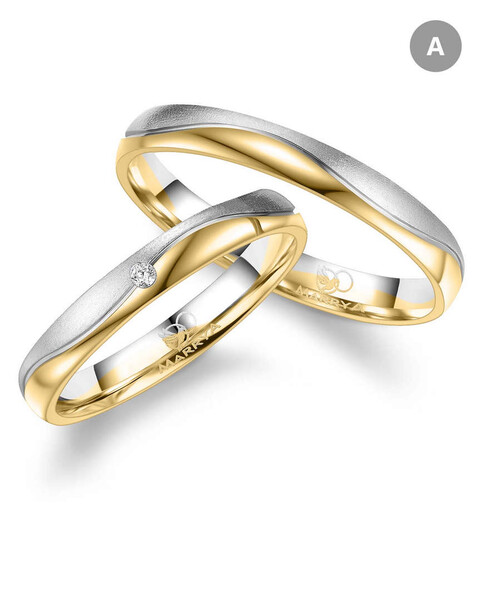 Paarpreis Trauringe anpassbar Gold/Zirkonia/Diamant GO-544 (Marrya)