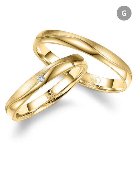 Paarpreis Trauringe anpassbar Gold/Zirkonia/Diamant GO-544 (Marrya)