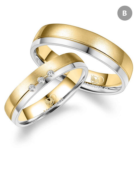 Paarpreis Trauringe anpassbar Gold/Zirkonia/Diamant