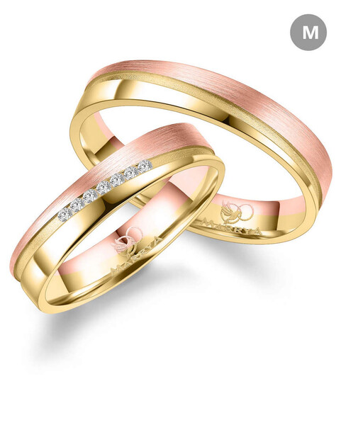 Paarpreis Trauringe anpassbar Gold/Zirkonia/Diamant