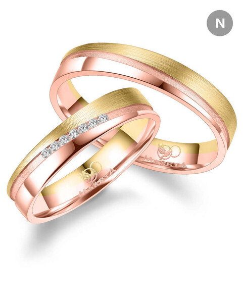 Paarpreis Trauringe anpassbar Gold/Zirkonia/Diamant