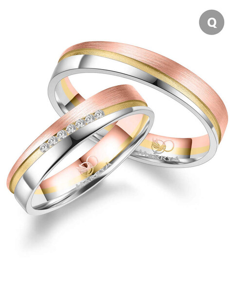 Paarpreis Trauringe anpassbar Gold/Zirkonia/Diamant