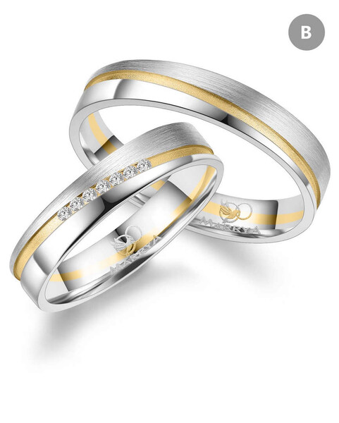 Paarpreis Trauringe anpassbar Gold/Zirkonia/Diamant