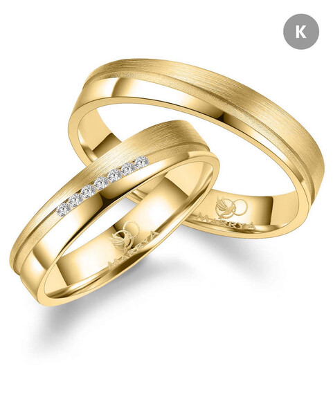 Paarpreis Trauringe anpassbar Gold/Zirkonia/Diamant GO-546 (Marrya)