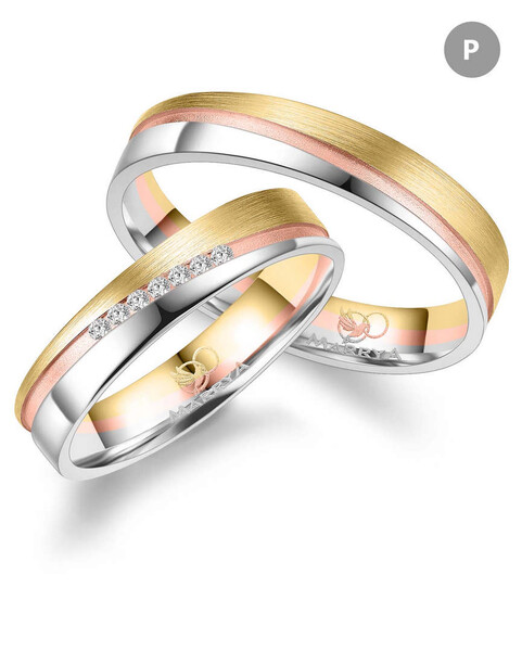 Paarpreis Trauringe anpassbar Gold/Zirkonia/Diamant GO-546 (Marrya)