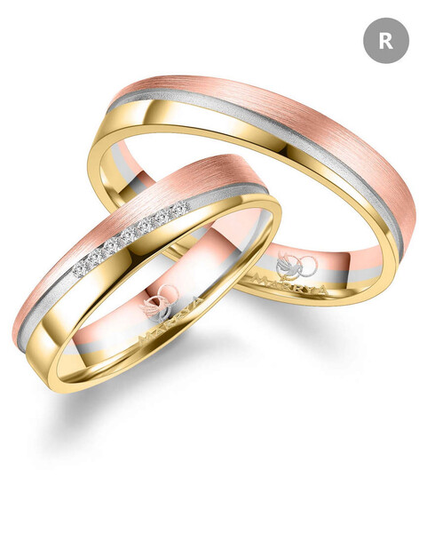 Paarpreis Trauringe anpassbar Gold/Zirkonia/Diamant GO-546 (Marrya)