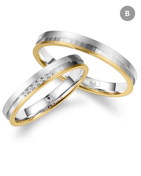 Paarpreis Trauringe anpassbar Gold/Zirkonia/Diamant GO-543 (Marrya)