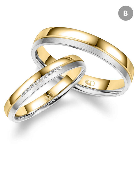 Paarpreis Trauringe anpassbar Gold/Zirkonia/Diamant GO-542 (Marrya)