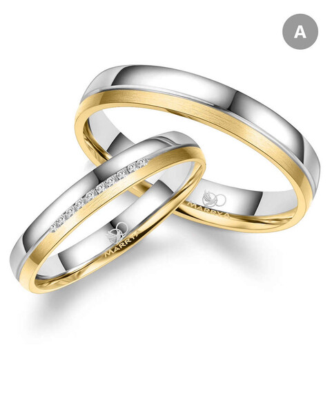 Paarpreis Trauringe anpassbar Gold/Zirkonia/Diamant GO-542 (Marrya)