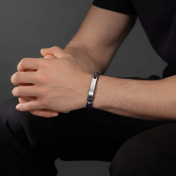 Police Looper Herrenarmband in Silber/Blau PEAGB0040801