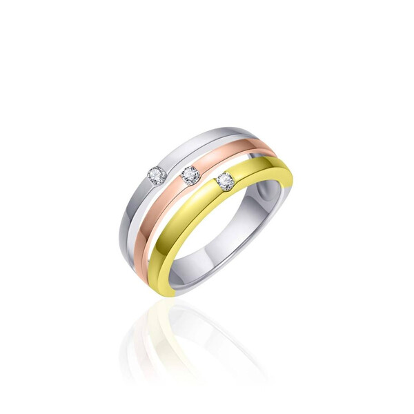 Damenring 925/- Sterlingsilber Tricolor mit...