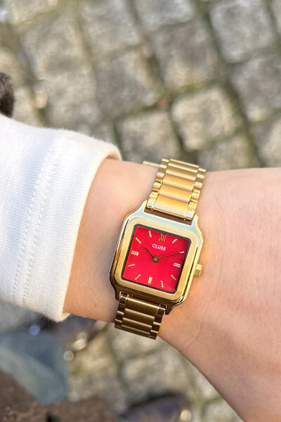 Cluse Gracieuse Petite Damenuhr, Rot & Gold CW11827