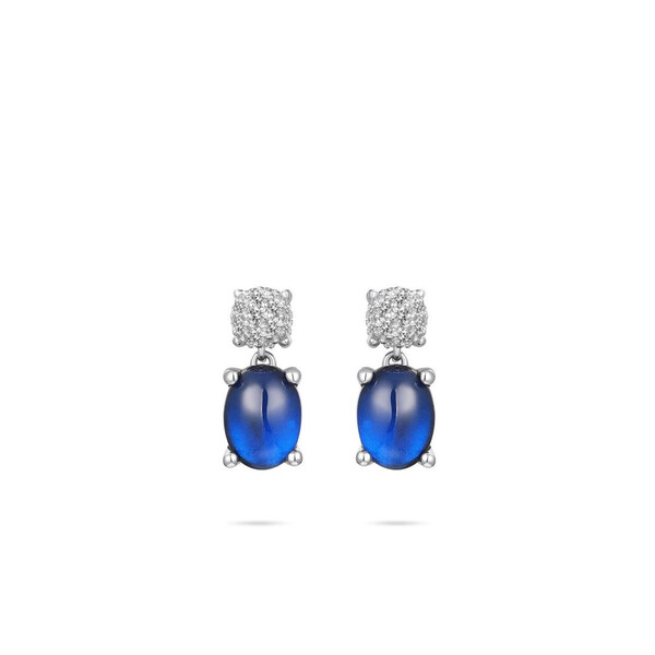 Damen Ohrstecker in Silber mit Zirkonia & blauen...