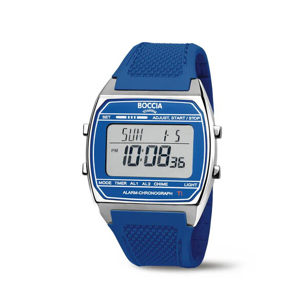 Boccia Titanuim Digitaluhr Blau/Silber 3738-02