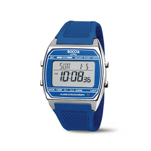 Boccia Titanuim Digitaluhr Blau/Silber 3738-02
