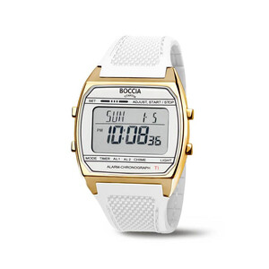 Boccia Titanuim Digitaluhr Wei�/Gold 3738-04