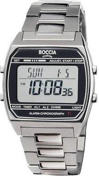 Boccia Titanuim Digitaluhr Grau 3738-05