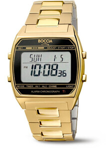 Boccia Titanuim Digitaluhr Gold/Schwarz 3738-10