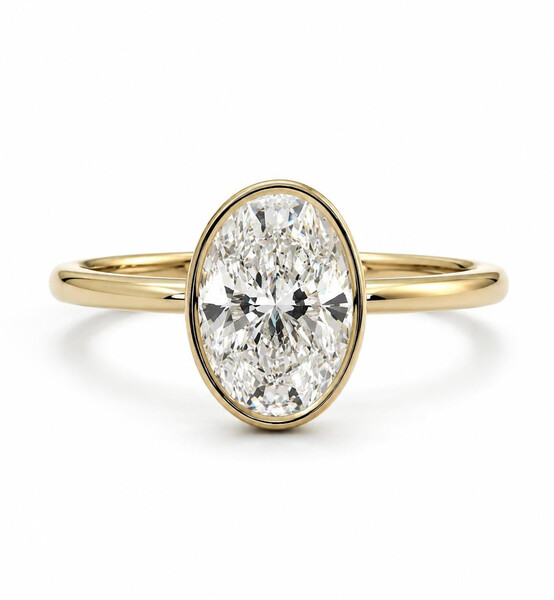 Antragsring 585/750 Gold mit 1,5 Karat Oval-Labordiamant