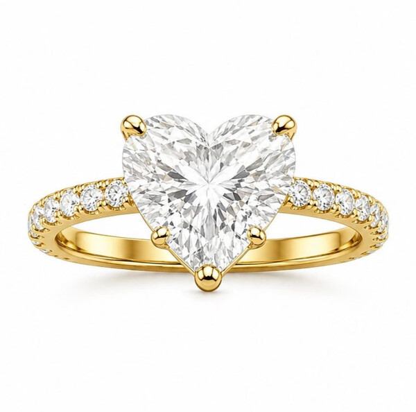 Antragsring diamantbesetzt aus Gold mit Labordiamant (Herz)