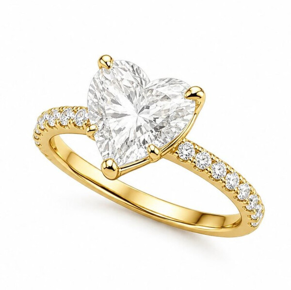 Antragsring diamantbesetzt aus Gold mit Labordiamant (Herz)