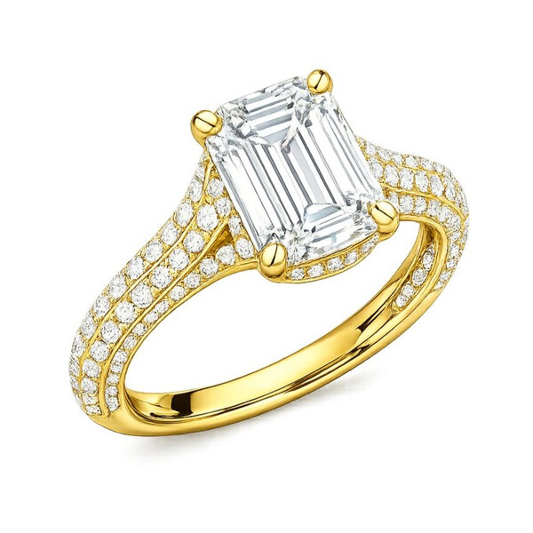 Antragsring diamantbesetzt aus Gold mit Labordiamant (Smaragd)