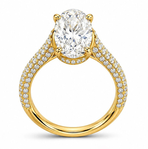 Antragsring diamantbesetzt aus Gold mit Labordiamant (Oval)