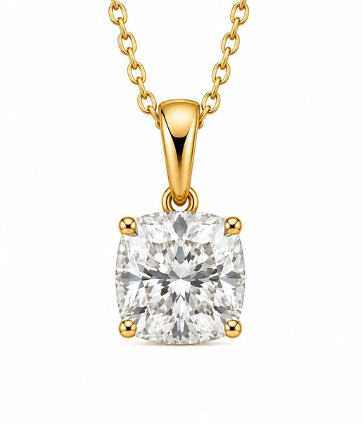 Anh�nger aus Gold mit Labordiamant (Kissen)