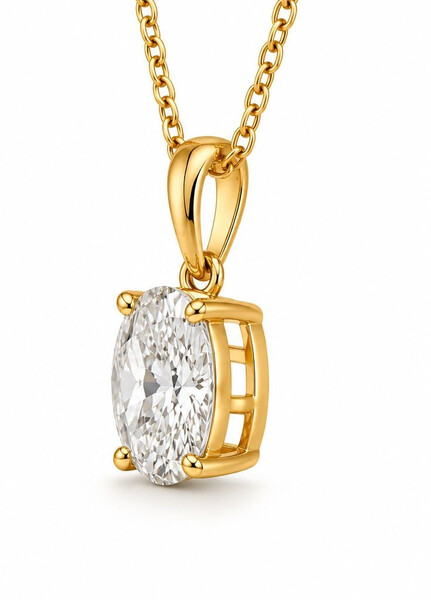 Anhänger aus Gold mit Labordiamant (Oval)