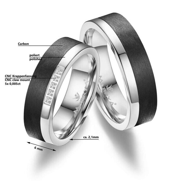 Trauringe Partnerringe Gold & Carbon CA-15