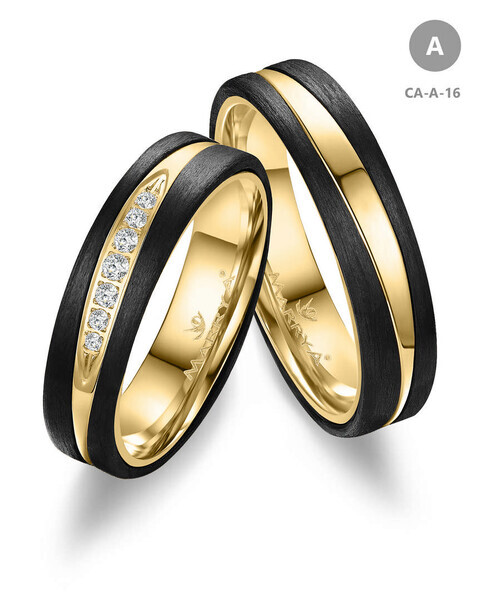 Trauringe Partnerringe Gold & Carbon CA-16