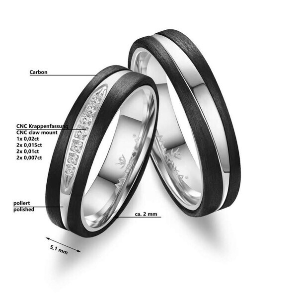 Trauringe Partnerringe Gold & Carbon CA-16