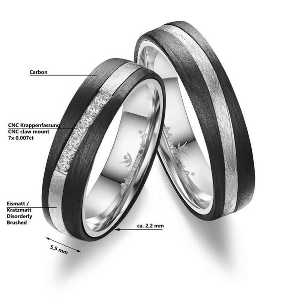 Trauringe Partnerringe Gold & Carbon CA-17