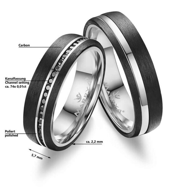 Trauringe Partnerringe Gold & Carbon CA-19